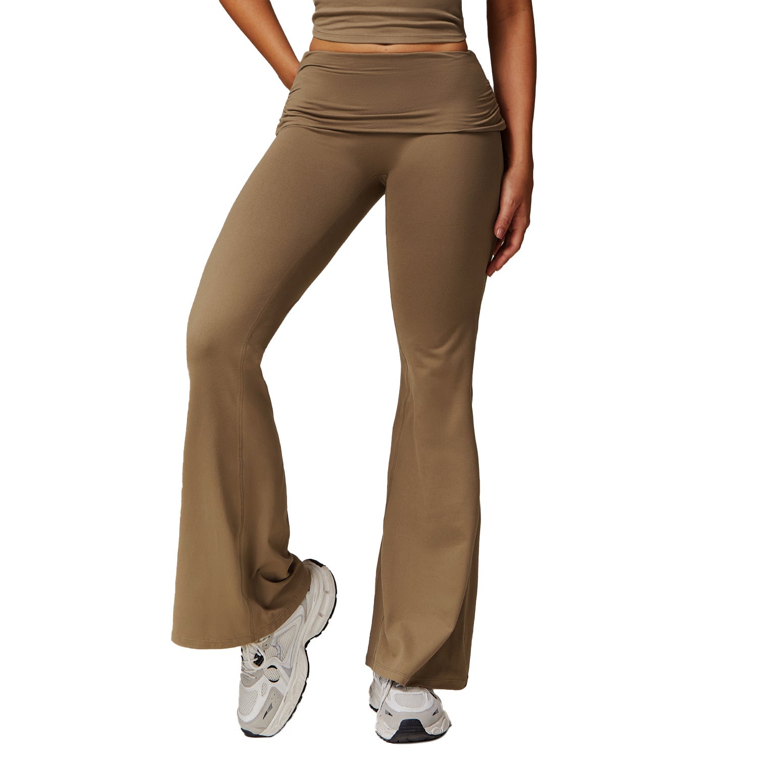 Wool Pleated Yoga Fold High Waist Running Sports Skinny Versatile Bell-bottom Pants Women - NOVA ARC MARKETPLACE