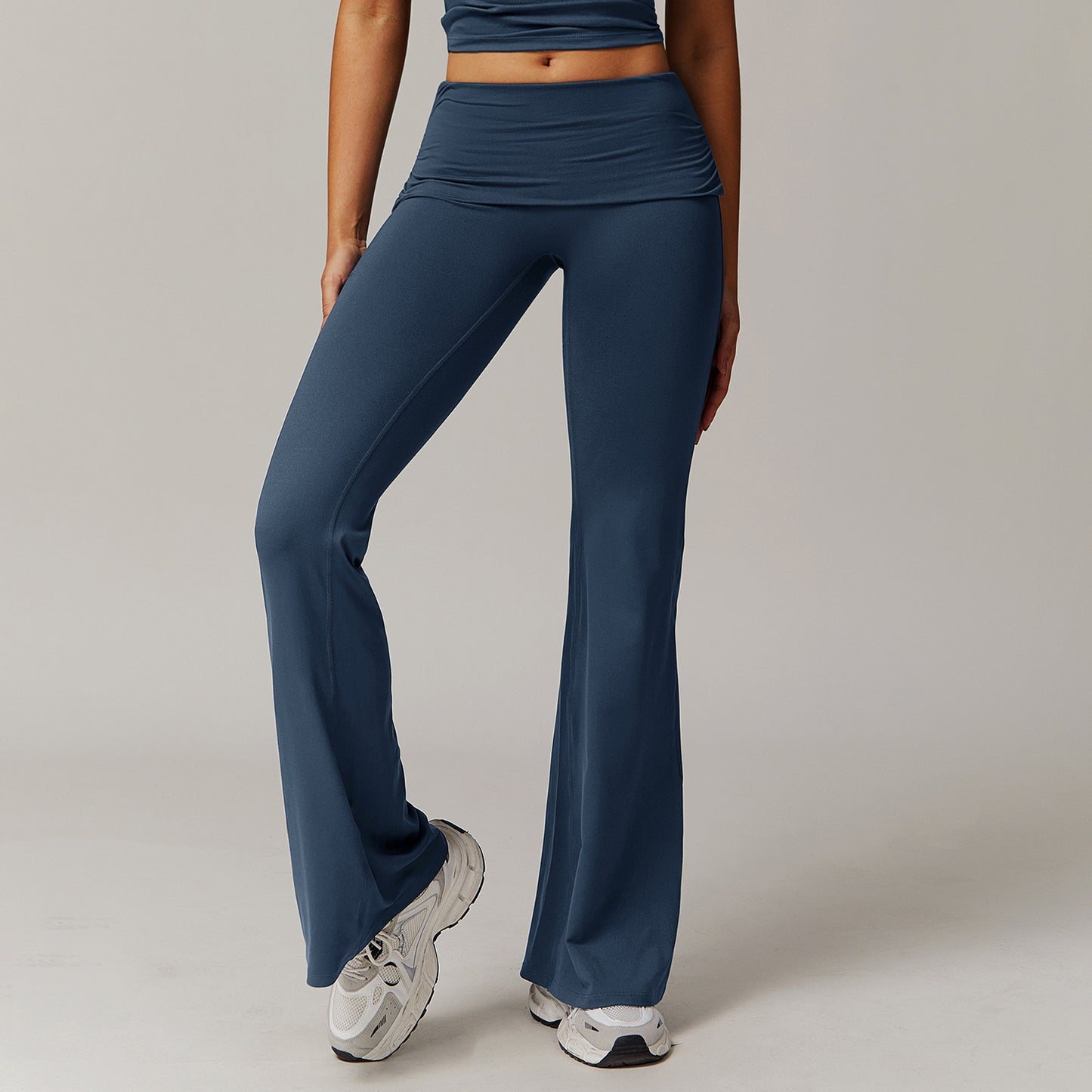 Wool Pleated Yoga Fold High Waist Running Sports Skinny Versatile Bell-bottom Pants Women - NOVA ARC MARKETPLACE