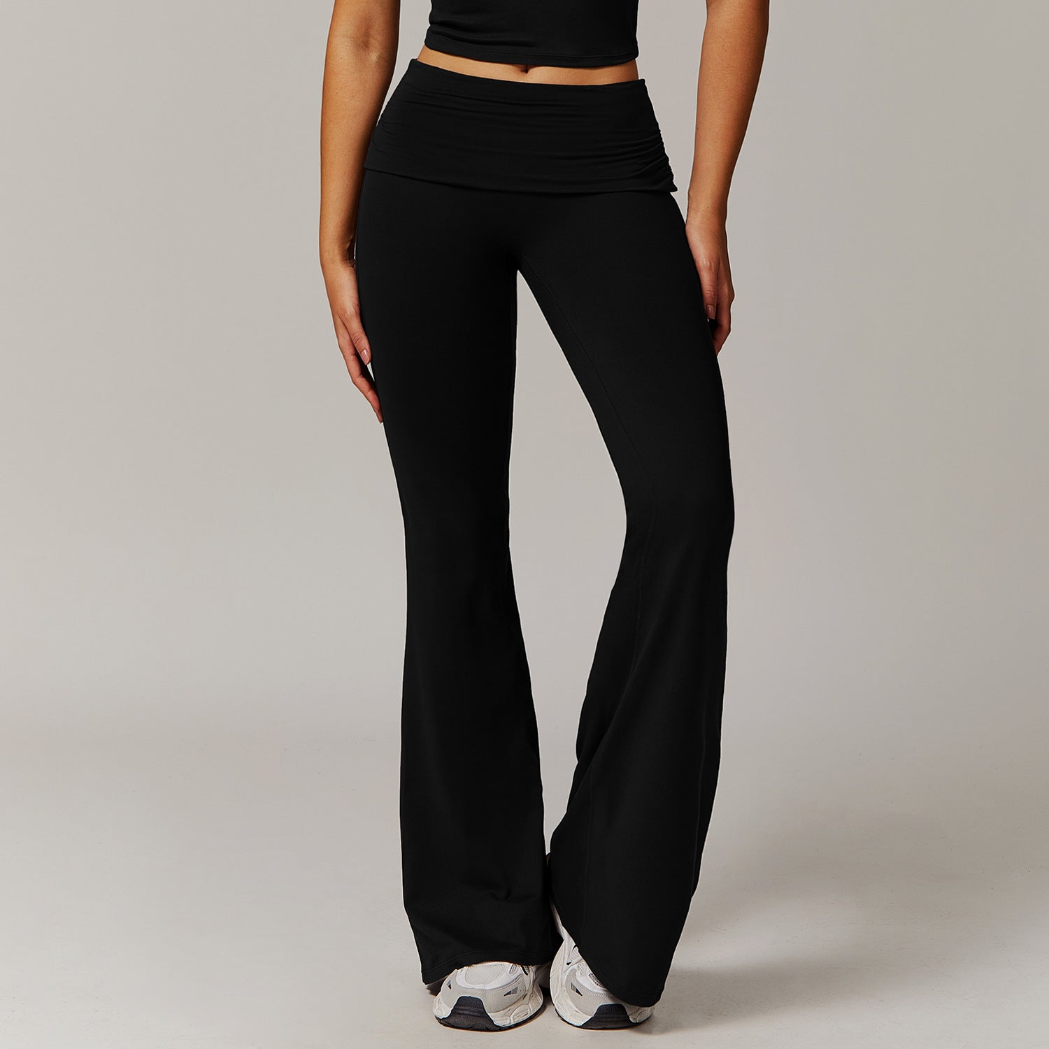 Wool Pleated Yoga Fold High Waist Running Sports Skinny Versatile Bell-bottom Pants Women - NOVA ARC MARKETPLACE