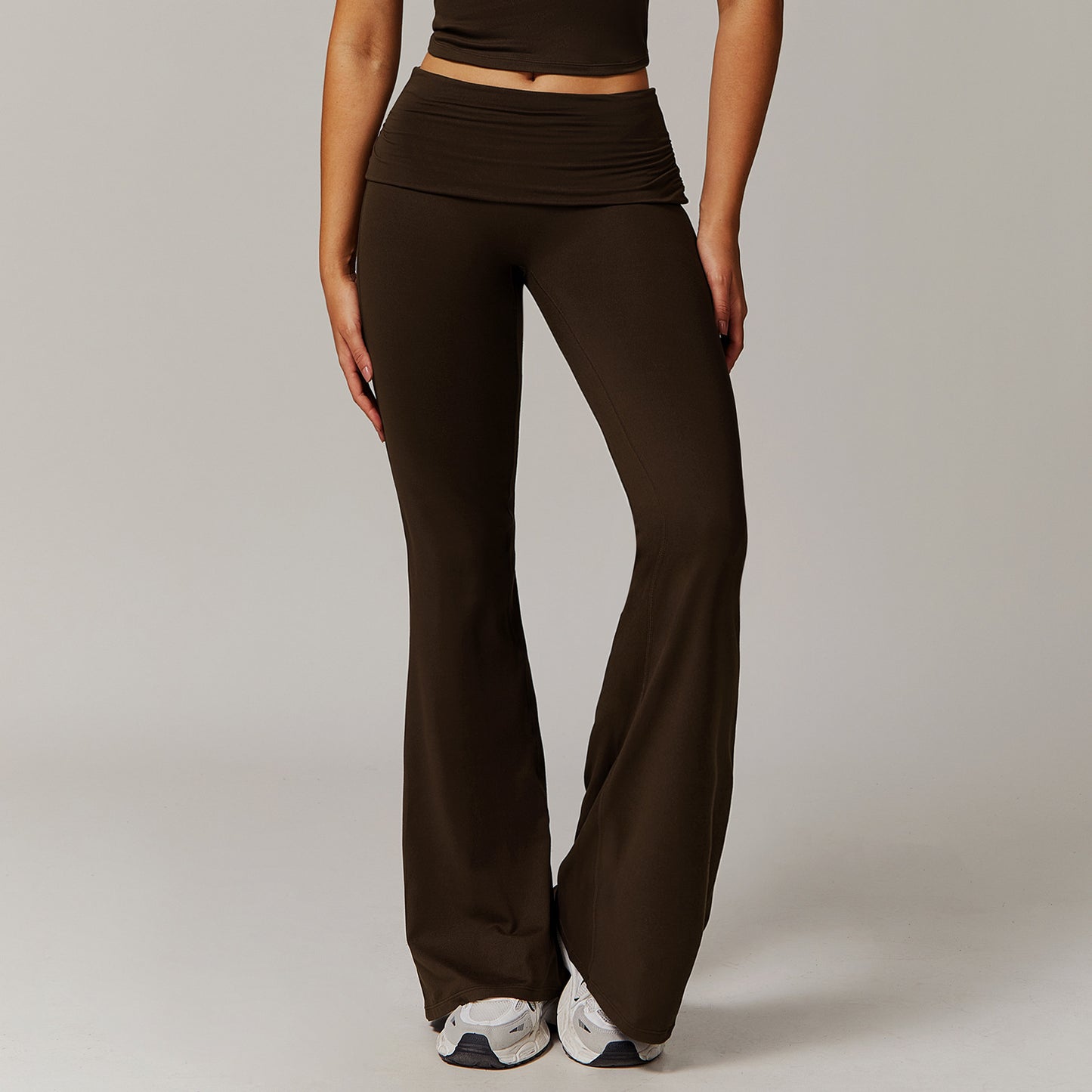 Wool Pleated Yoga Fold High Waist Running Sports Skinny Versatile Bell-bottom Pants Women - NOVA ARC MARKETPLACE