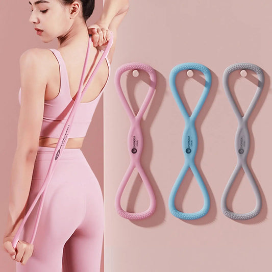 Yoga Gym Fitness 8 Shaped Resistance Band for Muscle Ligament Stretch Building Exercising Trainer Physical Stretching Exercises - NOVA ARC MARKETPLACE