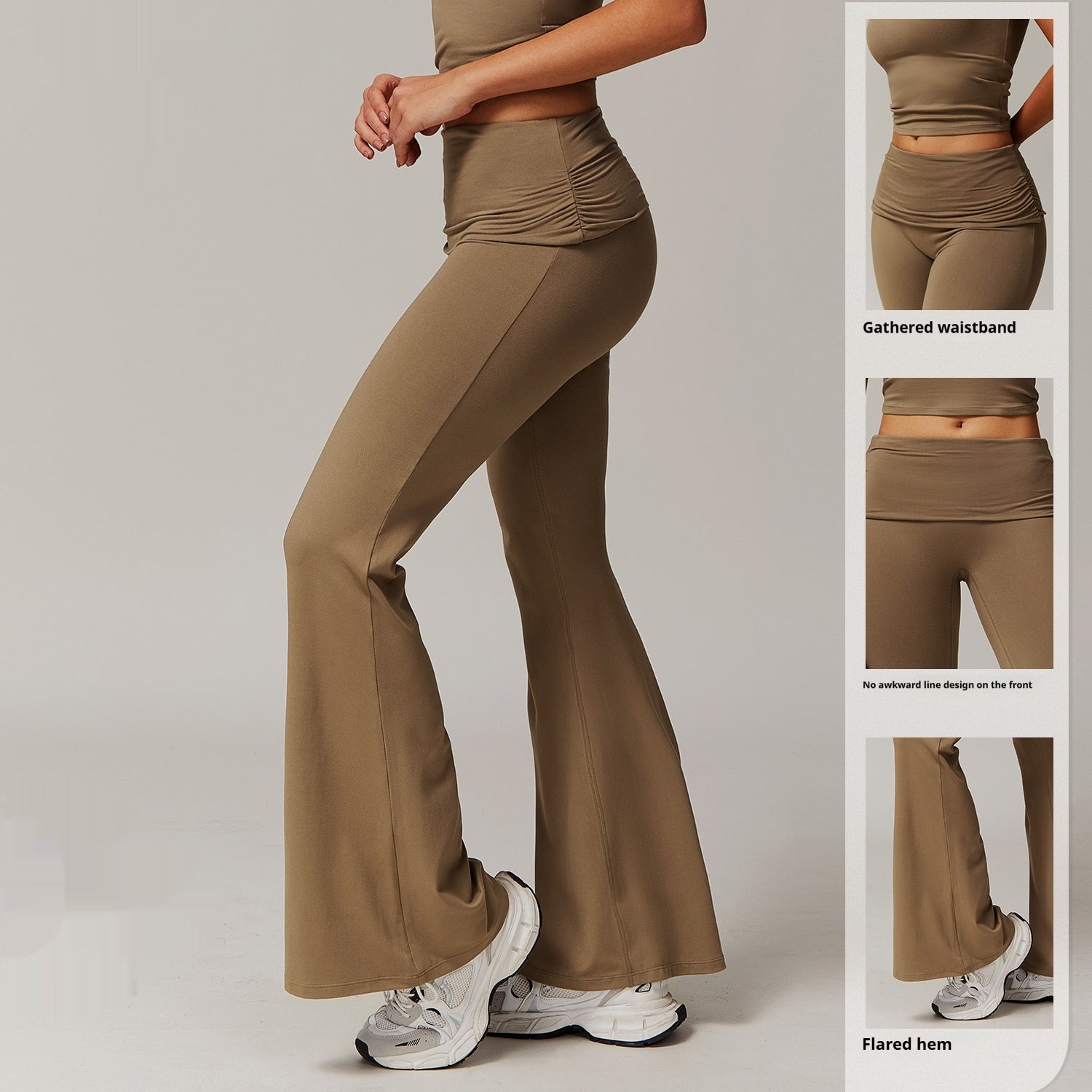 Wool Pleated Yoga Fold High Waist Running Sports Skinny Versatile Bell-bottom Pants Women - NOVA ARC MARKETPLACE