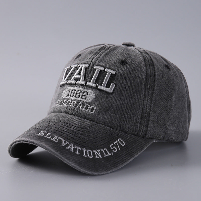Letter Baseball Cap Cotton Denim Curved Brim Peaked - NOVA ARC MARKETPLACE