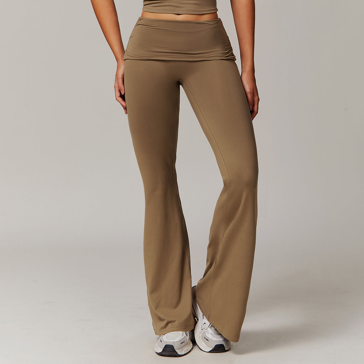 Wool Pleated Yoga Fold High Waist Running Sports Skinny Versatile Bell-bottom Pants Women - NOVA ARC MARKETPLACE
